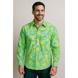 Vintage Lilly Pulitzer White Label Men’s XL Shirt Tropical Print Preppy Colorful